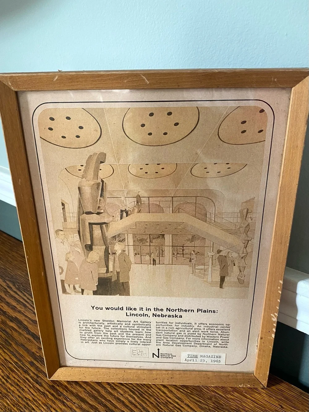 Vintage 1965 MCM Framed Time Magazine Advertisement Sheldon Memorial Art Museum